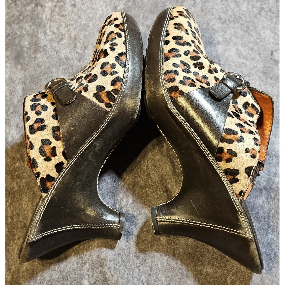 Cole Haan Leopard Mules Calf Hair Slip On Clogs Women SZ 7.5B Casual,Mob Wife